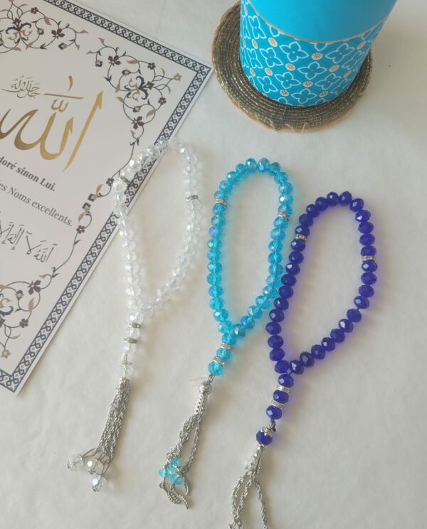 Tasbih 33 perles style Cristal |  Chapelet Islamique Élégant pour Femme | Avec Pochon Organza Cadeau